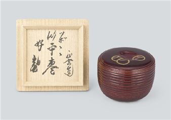 Bamboo natsume (tea caddy) with tsubotsubo design(with konomi kakitsuke by HOUNSAI - Shogen Kuroda