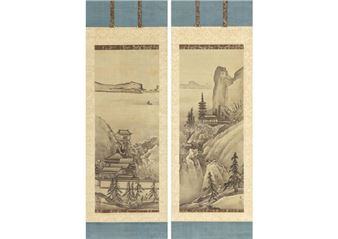 Landscape (2 scrolls - Tani Buncho