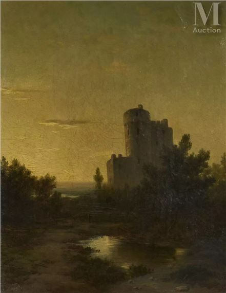 Fortification en ruine près d'un étang au crépuscule - Louwrens Hanedoes