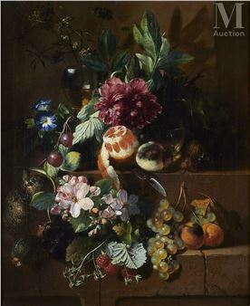 Nature morte aux fleurs et aux fruits - Albertus Steenbergen