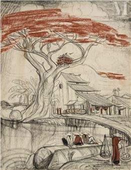 Repos au bord de la rivière - André Maire