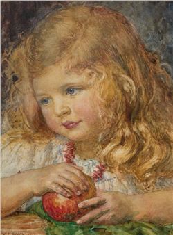 Simplicity, Portrait of a Girl with an Apple - Henry John Stock