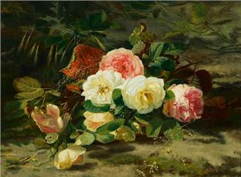 Still life of roses - Geraldine Jacoba van de Sande Bakhuyzen