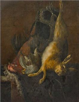Jagdtrophäe von Hasen und Vögeln - Willem van Aelst