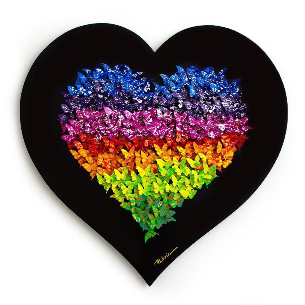 Artwork by Patricia Govezensky, Heart, Made of Original 3D Metal Art On Wood