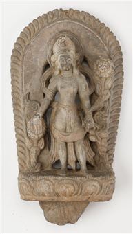 Carved Grey Stone Figure of Padmapani - Nepalese School