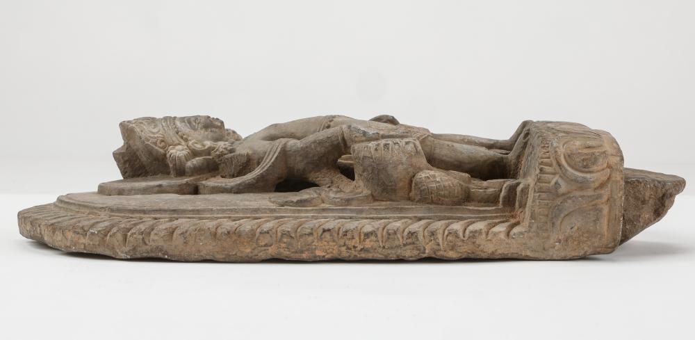 Artwork by Nepalese School, Carved Grey Stone Figure of Padmapani, Made of Grey Stone