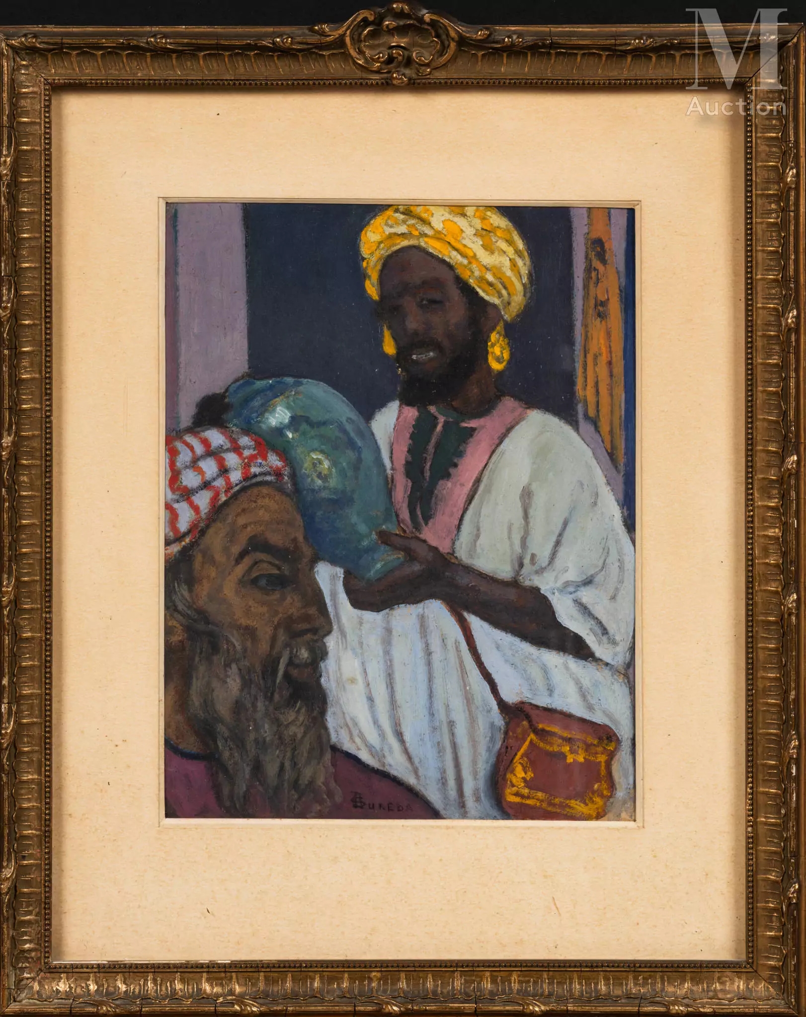 Artwork by André Suréda, Les marchands de poterie, Made of gouache on paper