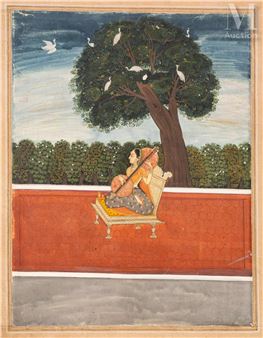 Jeune femme à la vina - Rajasthan School, 19th Century
