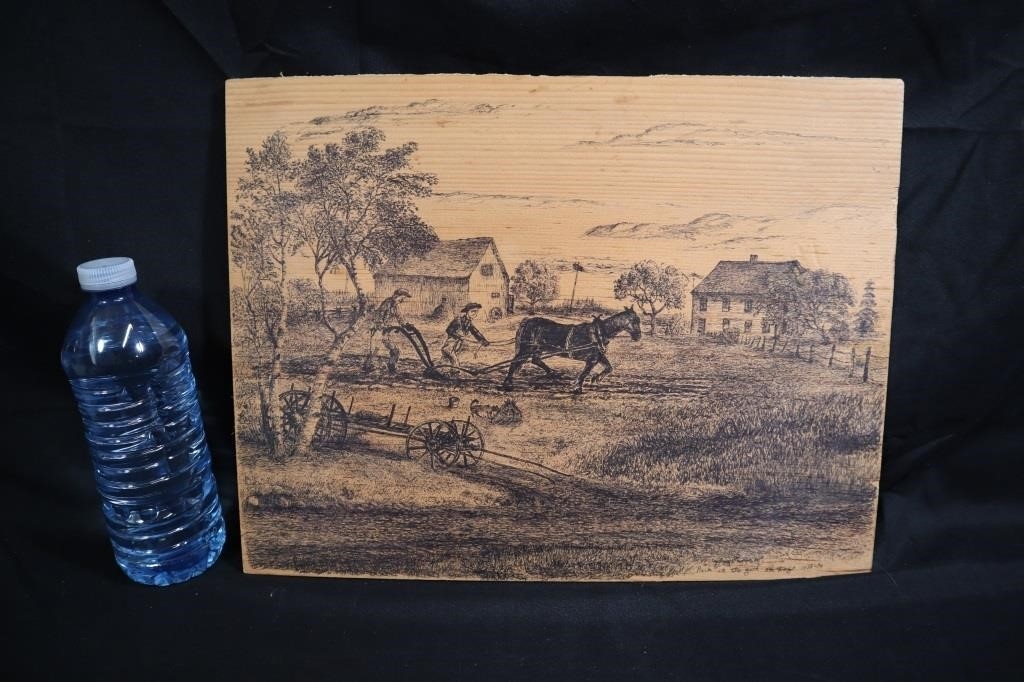 Artwork by Harold Cromwell, Back in the good old days, Made of Pen On Plywood Board