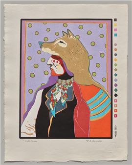 Installation view of T.C. Cannon exhibition at Cleveland Museum of Art.