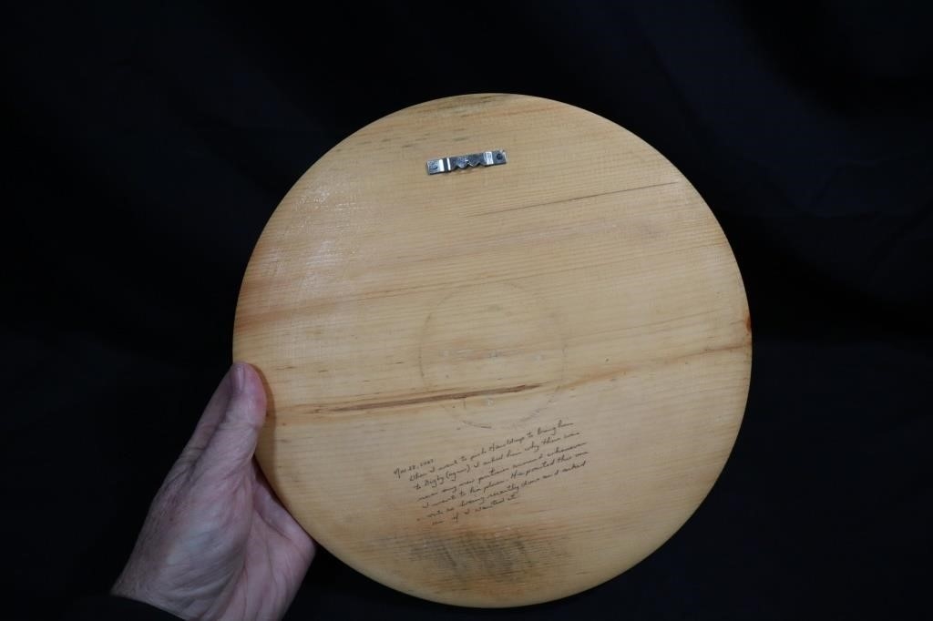 Artwork by Harold Cromwell, Nova Scotia folk art icon original ink drawing on wooden plaque, Made of Ink Drawing On Wooden Plaque