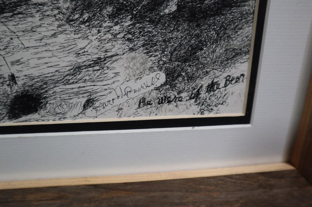 Artwork by Harold Cromwell, Beware the Bear, Made of Ink Drawing