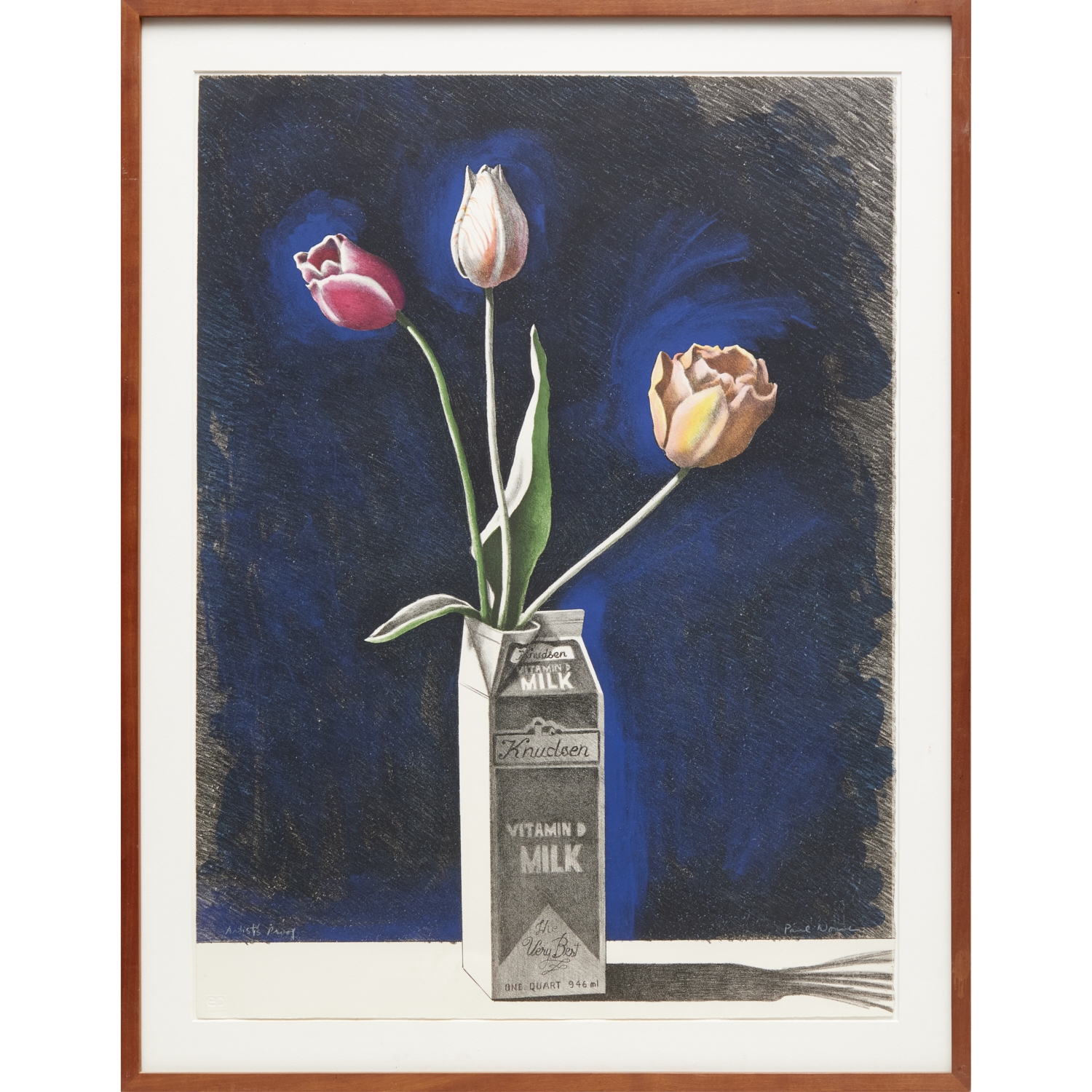 Artwork by Paul Wonner, Tulips in a Milk Carton, Made of Lithograph On Paper