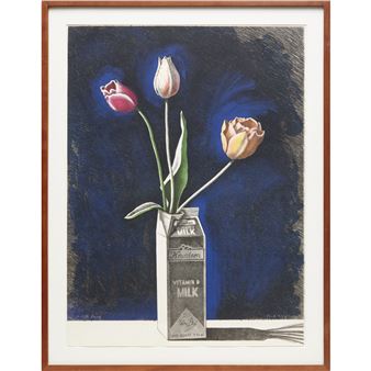 Tulips in a Milk Carton