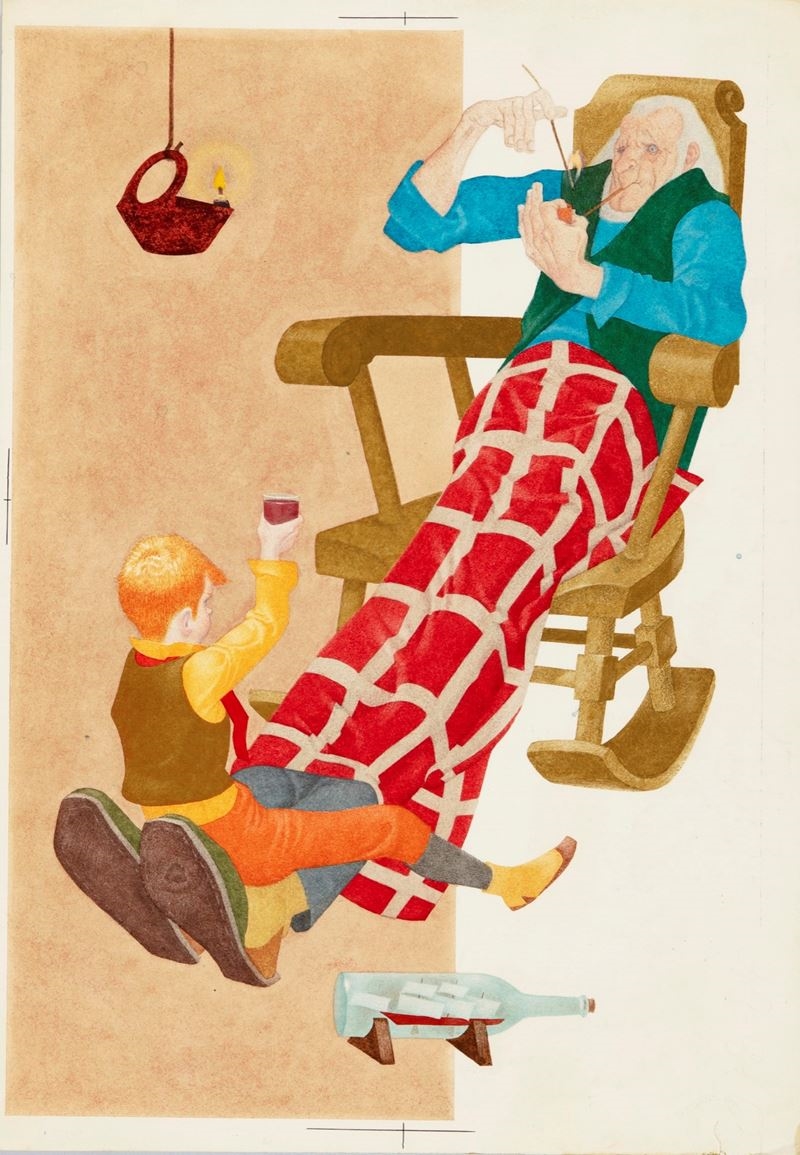 Artwork by Ugo Fontana, Poil de carotte, Made of Pastels, Tempera And Watercolor On Cardboard