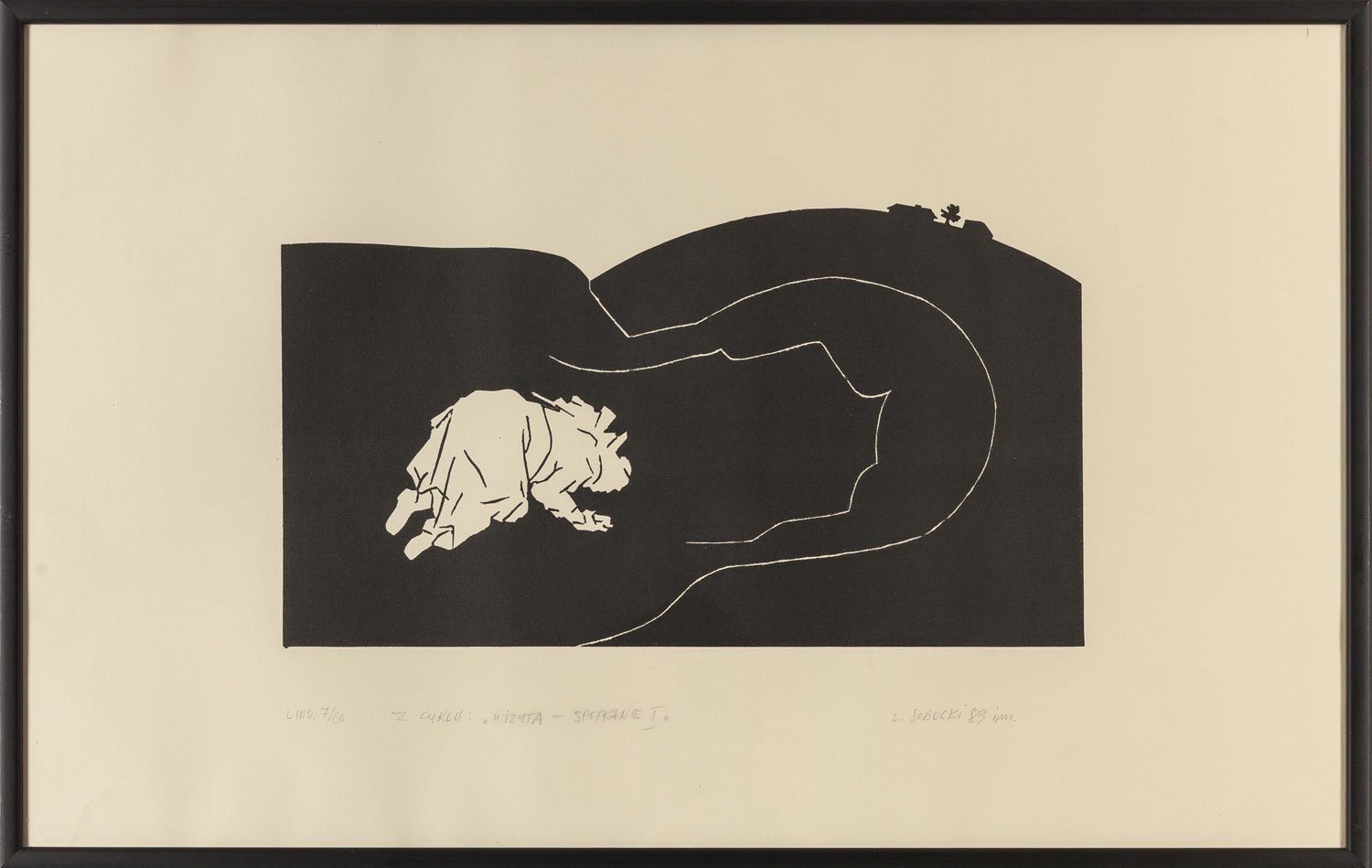 Artwork by Leszek Sobocki, Z cyklu: "Wizyta - Spotkanie I, Made of Linoryt/Papier