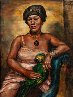 Woman with a parrot - Roman Kramsztyk