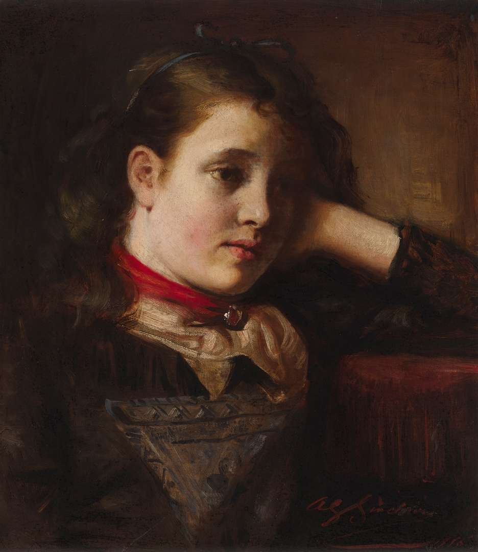 Artwork by Alexander Garden Sinclair, PORTRAIT OF A GIRL, Made of Oil On Canvas