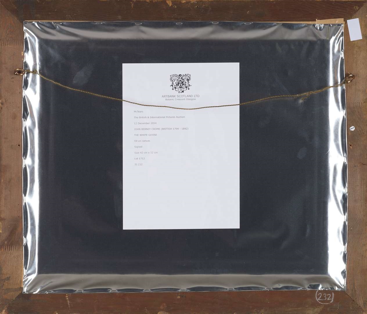 Artwork by John Berney Crome, THE WHITE GOOSE, Made of Oil On Canvas