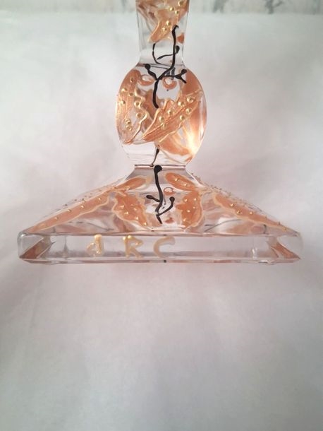 Artwork by Joy de Rohan Chabot, Pair of sheathed glass candlesticks with painted autumn leaves and gold highlights, Made of Glass