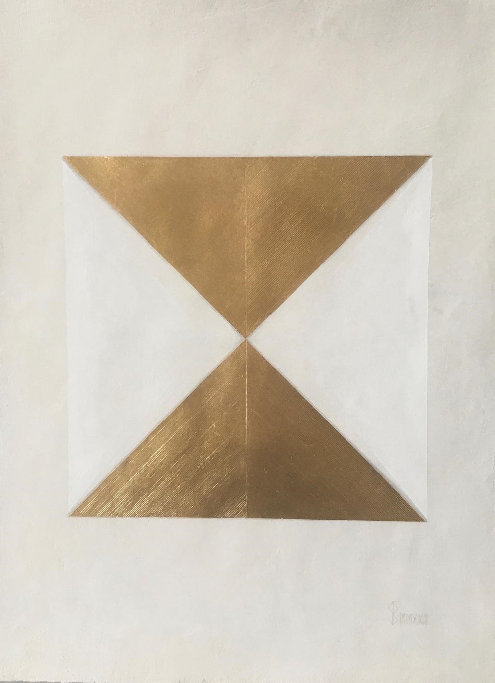 Artwork by Florina Sbircea, The Tree, Made of Acrylic And 24K Gold Leaf On Arches Paper