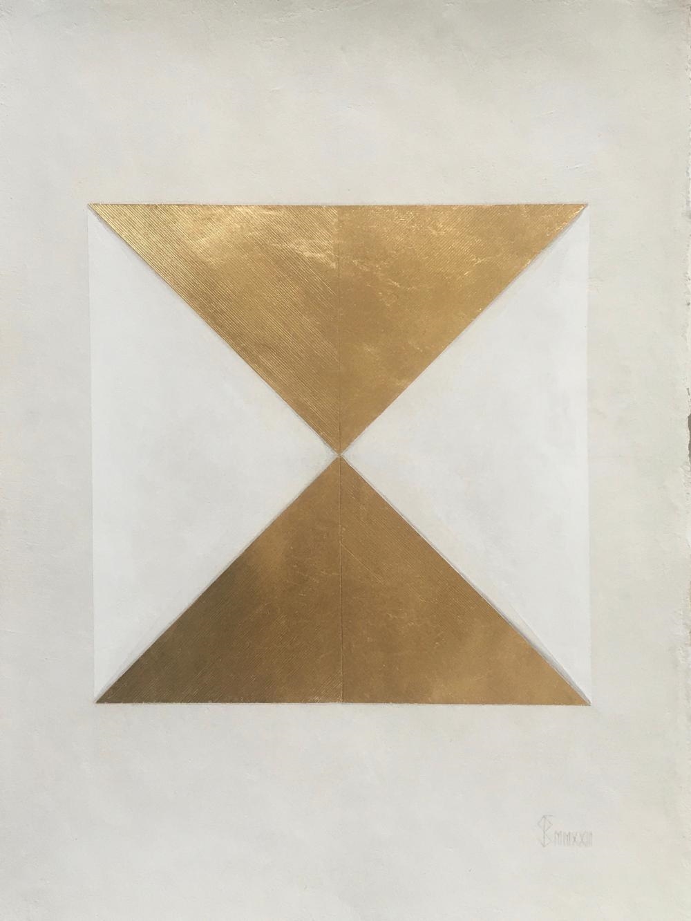 Artwork by Florina Sbircea, The Tree, Made of Acrylic And 24K Gold Leaf On Arches Paper