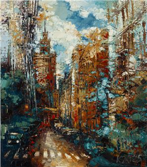 City woven with colors - Krystyna Róż-Pasek