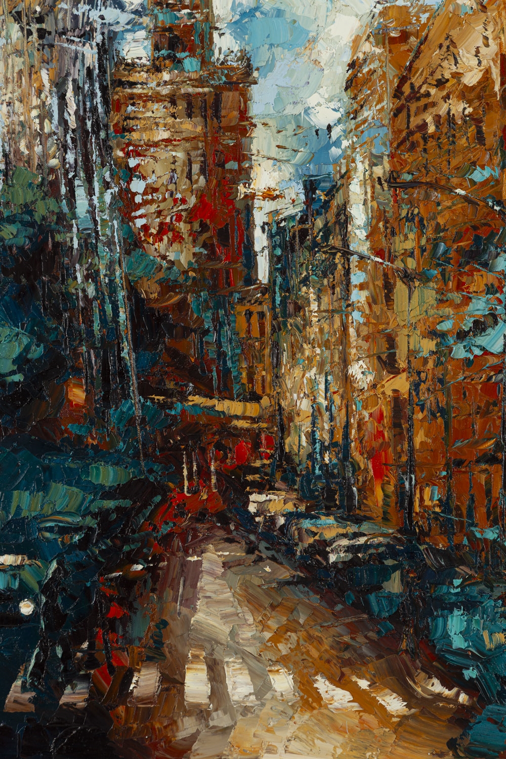 Artwork by Krystyna Róż-Pasek, City woven with colors, Made of oil/canvas