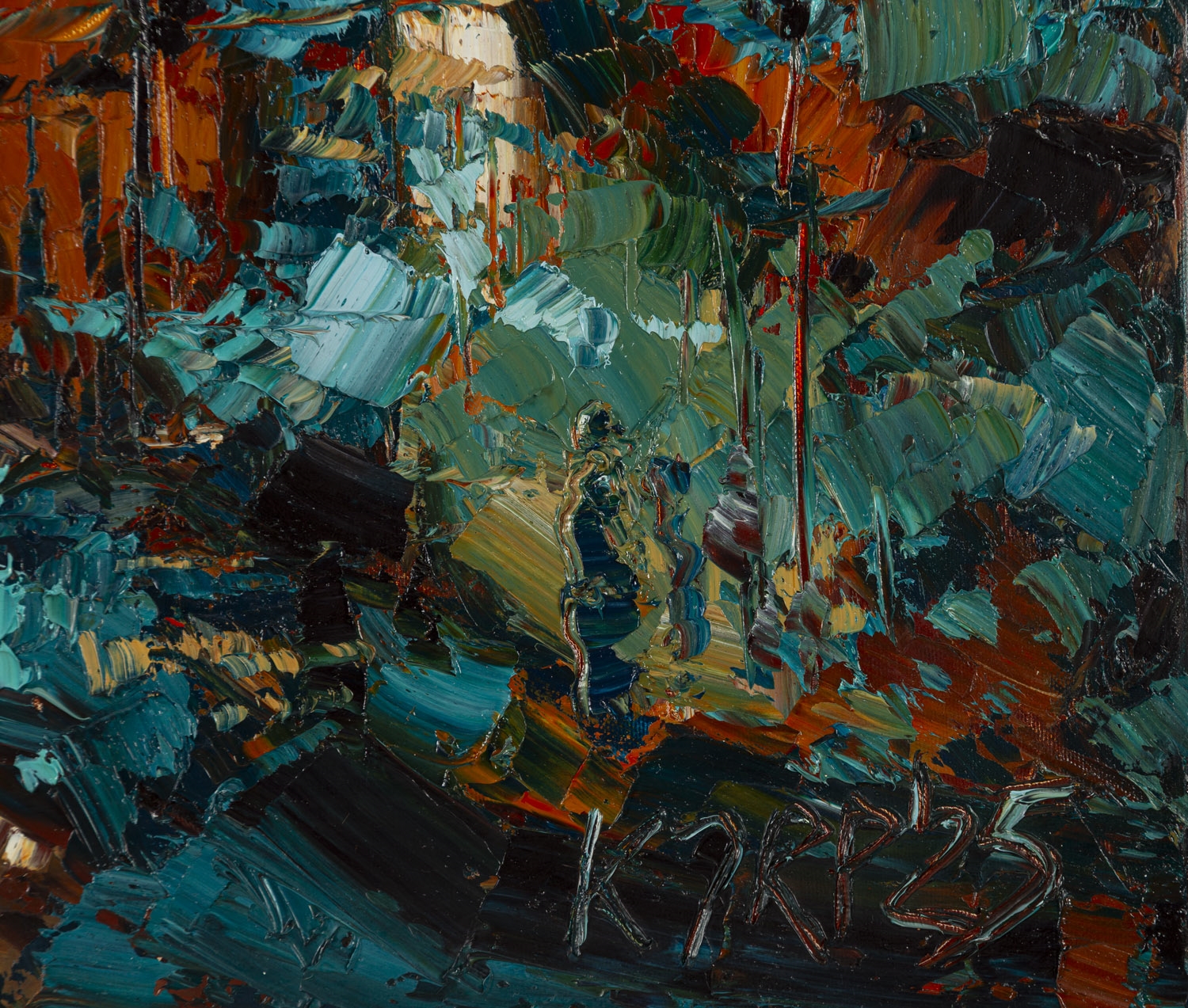 Artwork by Krystyna Róż-Pasek, City woven with colors, Made of oil/canvas