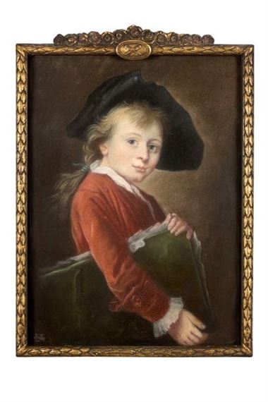 Bust portrait of a child in a red habit, known as Le jeune élève or Le comte de Choiseul en élève modèle - François-Hubert Drouais