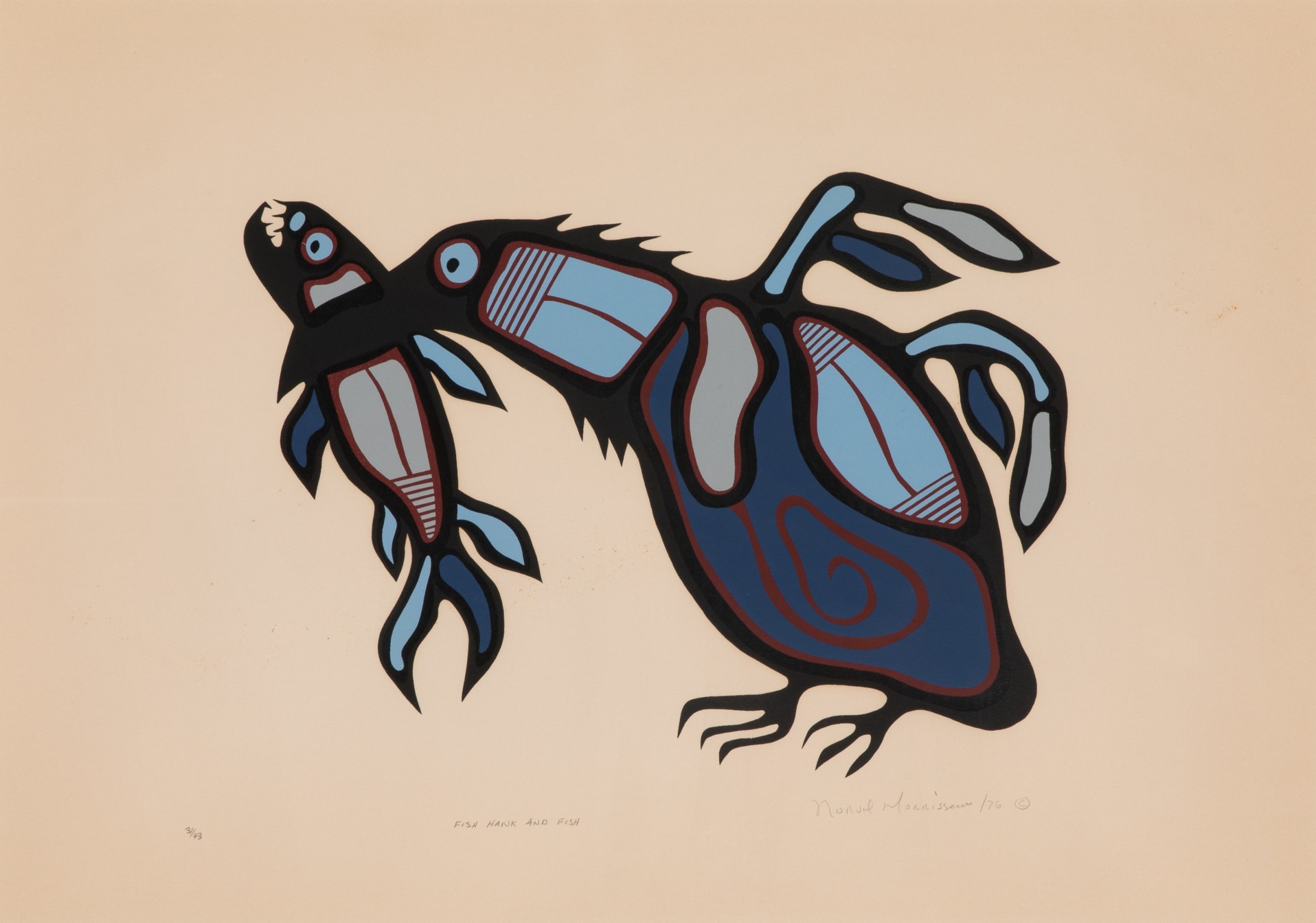 Norval Morrisseau | Fish Hawk and Fish (1976) | MutualArt