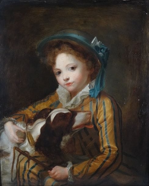 Jeanne-Philiberte Ledoux | Portrait of a child with a dog | MutualArt