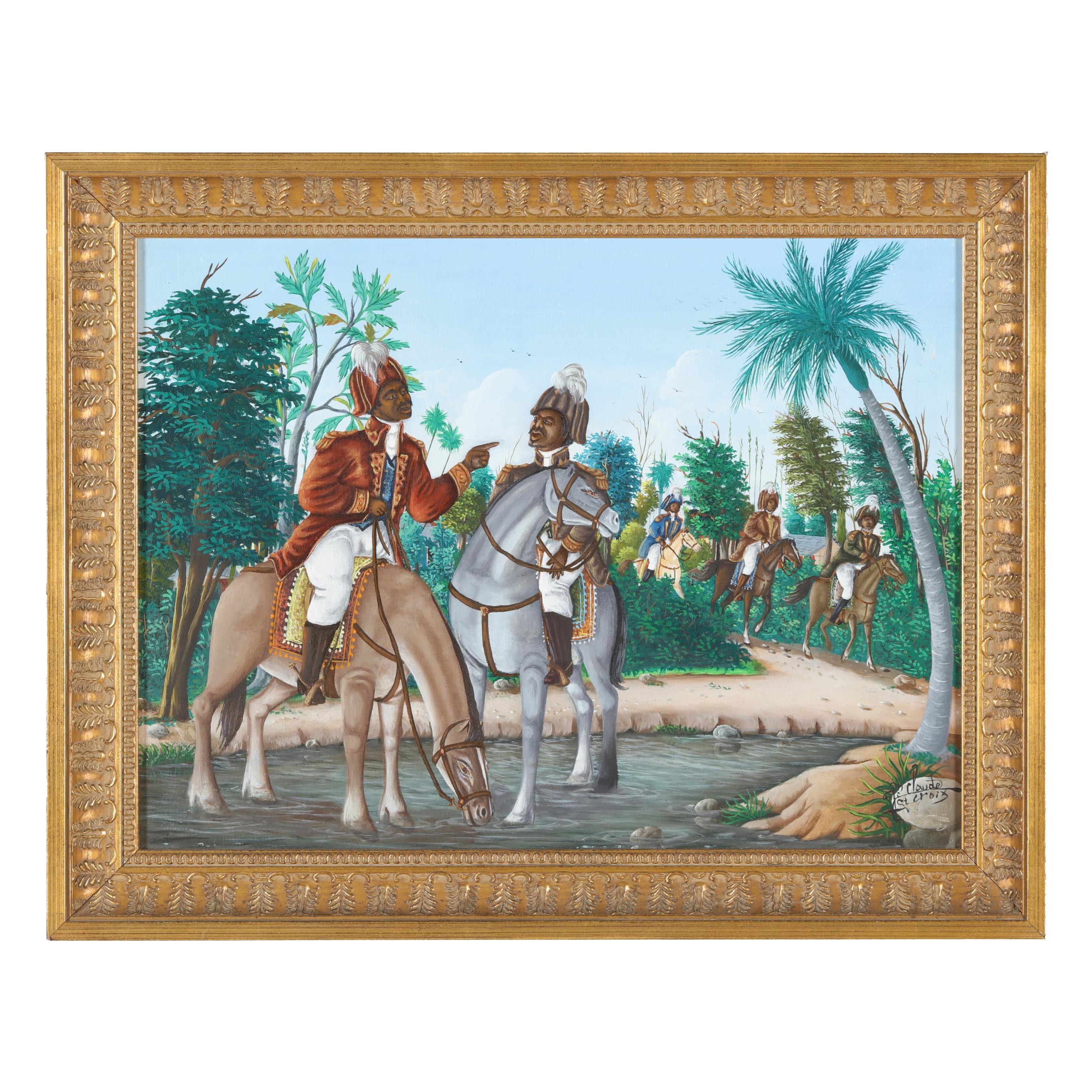 Artwork by Jean Claude Sainte-Croix, Watering the Horses, Made of Oil On Panel