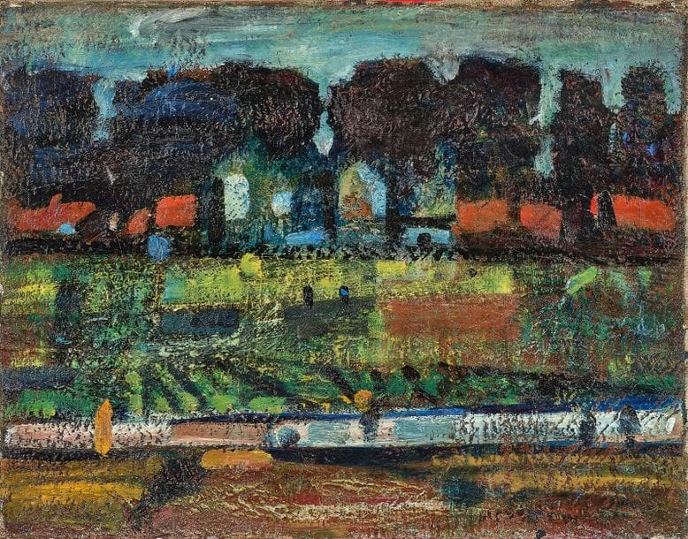 Artwork by Tosi, View of a village, Made of Oil On Canvas