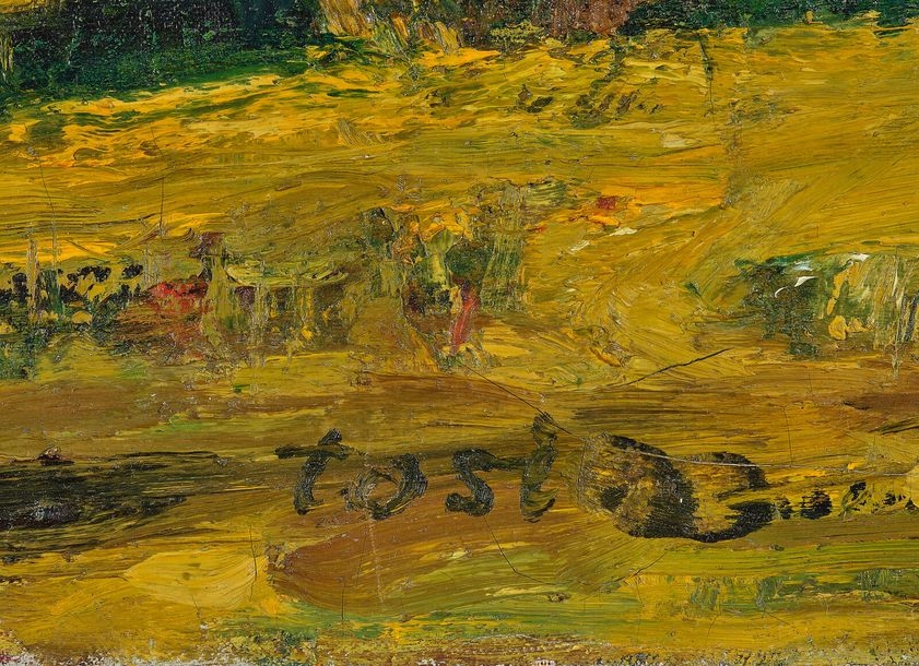 Artwork by Tosi, Landscape and hamlet, Made of Oil On Canvas