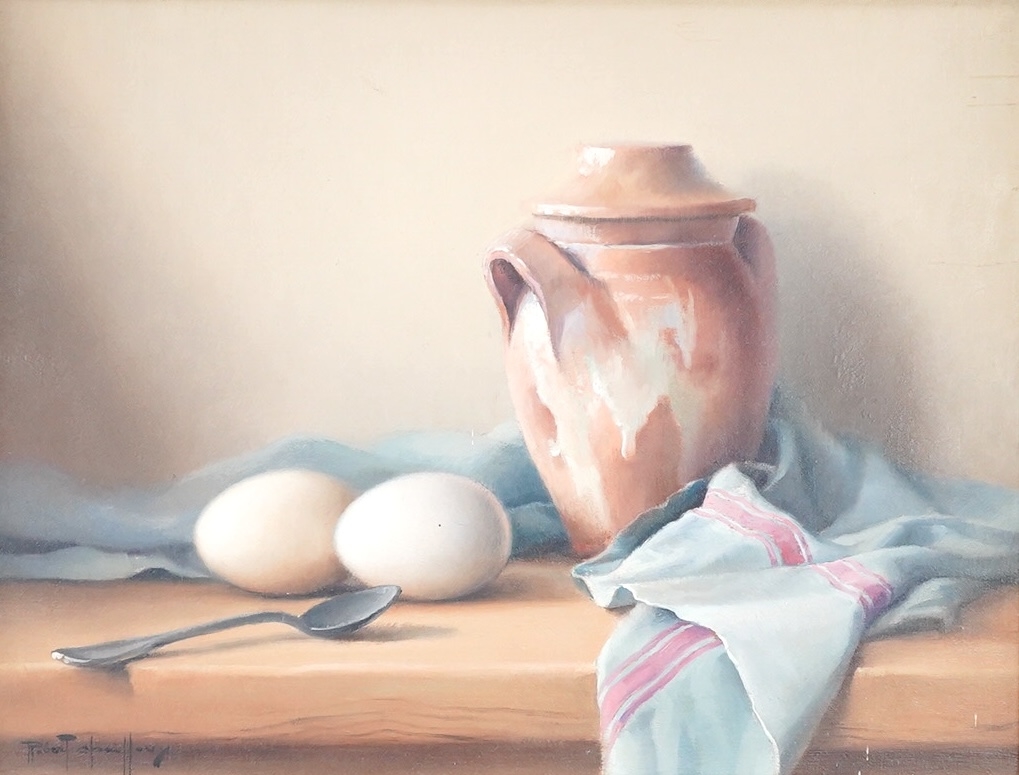 Artwork by Robert Chailloux, Breakfast, Made of Oil On Board