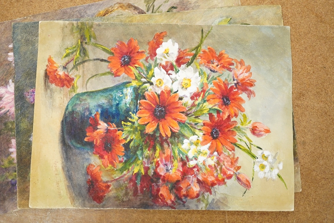 Artwork by Annie L. Pressland, Set of four original watercolours for postcard designs, Made of Watercolours On Card
