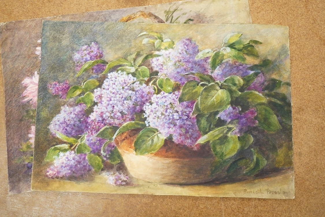 Artwork by Annie L. Pressland, Set of four original watercolours for postcard designs, Made of Watercolours On Card