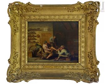 Huile sur panneau figurant un pédicure - Anthonie Victoryns