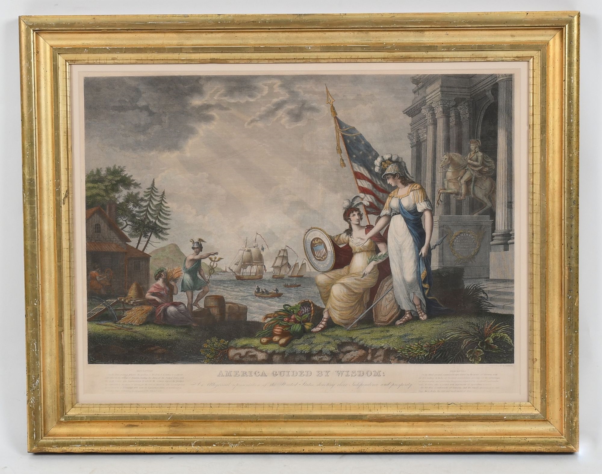 Artwork by John James Barralet, America Guided by Wisdom, Made of Engraving