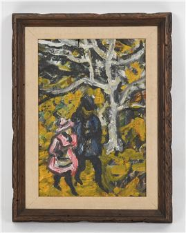 A scene with two figures in a forest - Sacha Moldovan