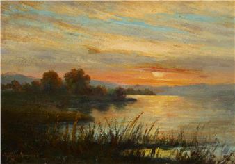 Sunset landscape - Claude-François-Auguste Mesgrigny