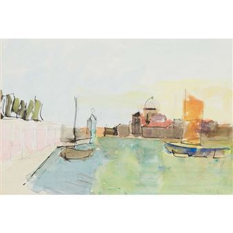 RED SAIL BOATS ON THE ZATTERE - Earl George Alexander Eugene Douglas Haig