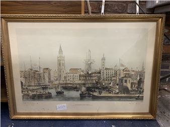 ST. GEORGE'S DOCK BASIN WITH THE SOUTH WEST VIEW OF ST. NICHOLAS' CHURCH - Maureen Purser
