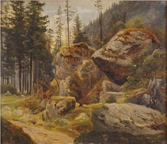 Waldweg mit Felsen - Robert Kummer