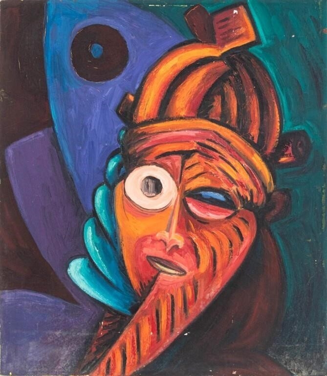 Artwork by Marilla Palmer, Mende Mask, Made of Oil On Canvas