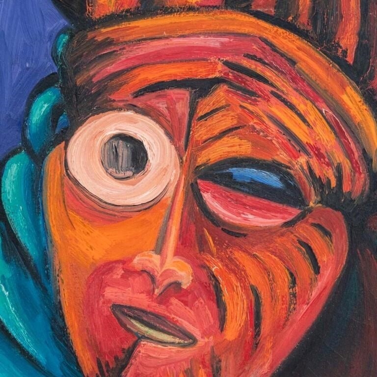 Artwork by Marilla Palmer, Mende Mask, Made of Oil On Canvas