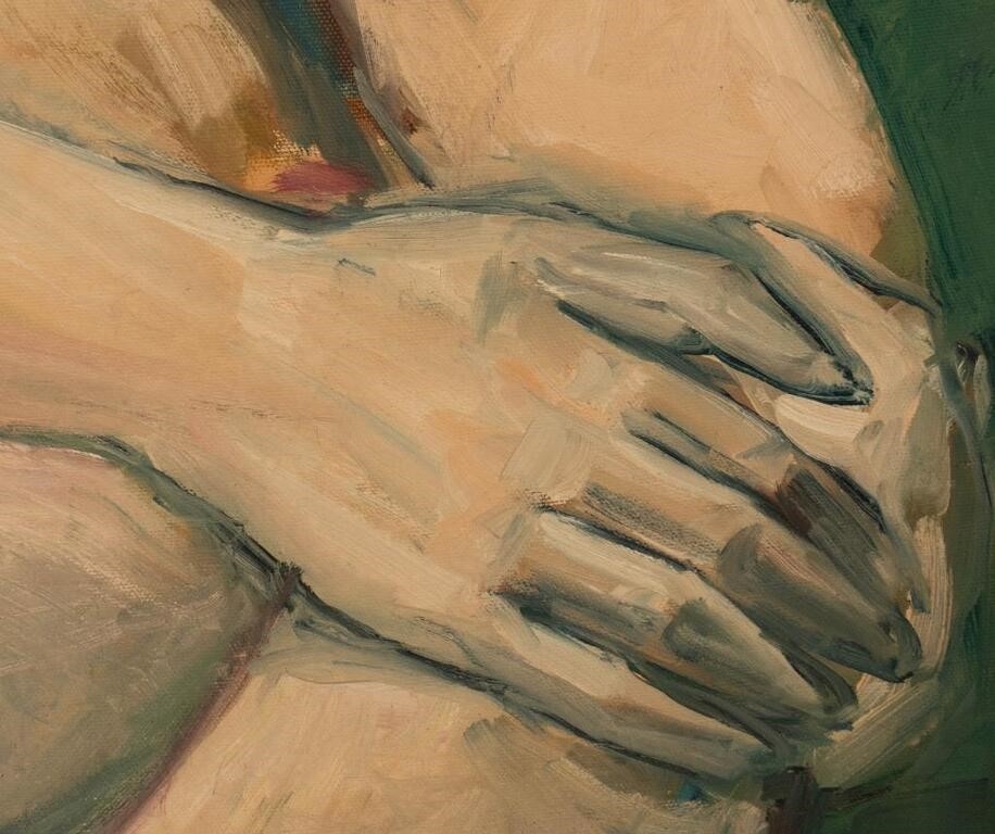 Artwork by Eui Jin, Seated Nude Woman, Made of Oil On Canvas