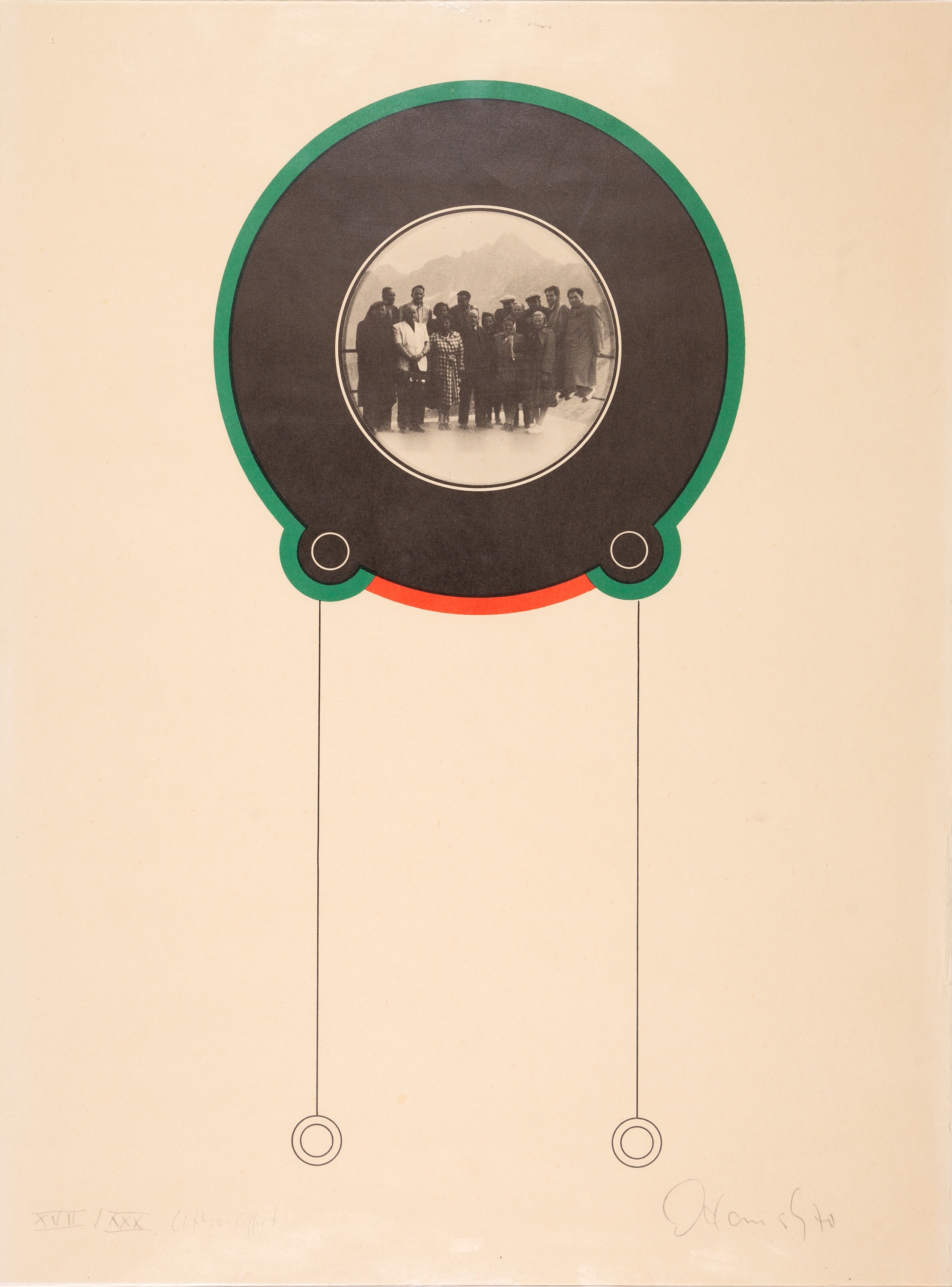 Artwork by Hans Peter Adamski, Sich selbst reitende Pferde, Made of Aquarell Und Stempeldruck Auf Velin, Offsetlithographie